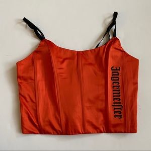 Jagermeister orange corset crop top lace up back